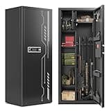 KAER 8-12 Large Gun Safe with Electronic Lock,Long Gun Safe for Rifles Shotguns Pistols,Alloy Steel Anti-Pry Safe with Adjustable Shelves&Gun Rack,LED Light and Lock Box,Rifle Safe for Home Garage