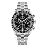 watchdives WD1860 WD1861 WD1863 Men's Chronograph Watch Japan VK63 Quartz Sports Watches 40mm Bubble Sapphire Crystal Wristwatch 100M Dive Watch (Black C3 Luminous/ WD1863)