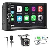 Wireless Double Din Car Stereo Apple Carplay Radio Screen for Car Audio Receivers, Bluetooth Car Play Android Auto 7" Touchscreen, Car Radio Support Bluetooth, Mirror Link, FM/AM, Type-C