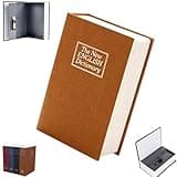 Book Shaped Security Lock Box, Book Safe Combination Lock, Hidden Metal Money Box for Cash, Passports and Jewelry, Compact Stash Organizer for Home Office (Khaki, S)