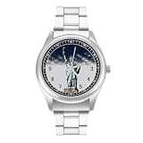 FodPand Mens Stainless Steel 3-Hand Analog Watch Easy Reader 40mm Dial