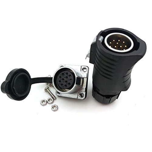 XHP20 12 Pin Waterproof Wire Connector, Aviation Quick Electrical Plug Socket IP67 5A 400V Square Panel Mount, Led Light Marine Trailer Automotive Solar Outdoor
