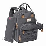 RUVALINO Diaper Bag Backpack, Multifunction Travel Pack Maternity Baby Changing Bags, Large Capacity, Waterproof, Dark Gray
