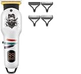 RASRGTRQ Professional Men's Hair Clipper with Adjustable Angle and Digital Display(White)