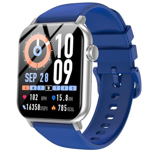 iBesi Smart Watches for Men Women with Bluetooth Calling, 1.83" HD Touchscreen Fitness Tracker, IP68 Waterproof, 120+ Sports Modes, Heart Rate & Sleep Monitor, Compatible with iPhone Android (Blue)