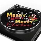 Doojoayie Merry Christmas Record Player Slip Mat for 12 Inches Soft Turntable Slipmat Keep Clean for All LP Record Player Black Turntable Felt Pad