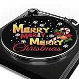 Doojoayie Merry Christmas Record Player Slip Mat for 12 Inches Soft Turntable Slipmat Keep Clean for All LP Record Player Black Turntable Felt Pad