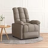 KHNLGFR Taupe Fabric Recliner Chair with Adjustable Backrest and Footrest, Thick Padded Seat and Armrests, Breathable Durable Upholstery, Easy Assembly with Manual