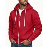 LBOVBE Mens Zip Up Hoodies Long Sleeve Drawstring Loose Fit Sweatshirts Fall Winter Comfy Lounge Outerwear with Pockets Red