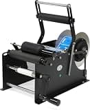 Manual Labeling Machine - Upgraded Bottle Labeler for Round Glass, Plastic & Metal Containers - Easy Handle Sticker Printer for Efficient Packing