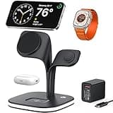 EXW Wireless Charging Station for Magsafe Charger,Charging Station for Multiple Devices,Wireless Charger for iPhone 17 Air 16 15 14 13 12,Apple Watch,AirPods with LED(Black)