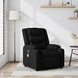 KHNLGFR Manual Reclining Chair with Vibration Massage, Black Fabric Recliner, 6 Massage Points, 135-Degree Tilt, Cup Holders and Side Pocket