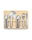 Caraway Kitchen Gadget Set - 5 Piece Kitchen Essentials - Stainless Steel - Includes Can Opener, Pizza Cutter, Garlic Press, Ice Cream Scoop, Vegetable Peeler, and Storage Organizer
