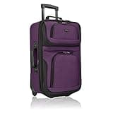 U.S. Traveler Rio Lightweight Softside Rolling Carry-on Suitcase, 2-Wheel Single, Purple
