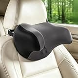 RURISUN U Shaped Pillow,Car Headrest Pillow, for Sleeping with Adjustable Strap Travel Cervical Neck Pillow,100% Memory Foam Breathable Removable Cover(Gray, 1PC)