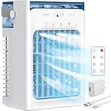 Portable Air Conditioners, Air Cooler Evaporative Personal Mini AC with Remoter, 4 Wind Speed, 2-4-6H Timer, 2 Modes, Colorful Night Light, Portable AC for Room, Car, Bedroom, Office, Outdoor