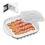 Microwave Bacon Tray With Lid, Microwave Bacon Cooker, Efficient Oil Draining Design For Healthier Crispy Bacon, Bacon Cooker For Microwave Oven, Microwave Bacon Tray For Tacos/Sausages/Hot Dogs