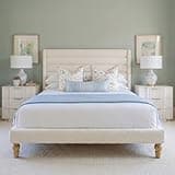 Yechen Cloud Full Size Bed Frame, Boucle Upholstered Bedframe with Wavy Headboard, Wooden Platform Bed Frame with Solid Wood Legs, Soft Rounded Footboard, No Spring Box Needed, Easy Assembly, Beige