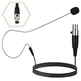 Sabary in Ear Back Electric Microphone Mini XLR Mic Over the Ear Microphones Headset Microphone 4 Pin Mini XLR Cable Wire and Windscreens Compatible with Shure, Black Color