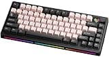KEEBMONKEY PMOKEY P75 75% Wireless Mechanical Keyboard, Tri-Mode RGB Gaming Keyboard with Dot-Matrix Display, Aluminum Alloy Body, Volume Knob, Up to 10000mAh Battery (Standard Black Pink)