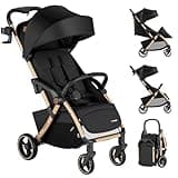 Babideal Lightweight Travel Stroller for Airplane – Compact Baby Stroller with 50L Bottom Storage, One-Hand Auto-Fold, 175° Recline, Extendable Canopy, Cup Holder, Newborn to Toddler Up to 50 lbs