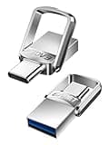 EAGET 32GB Flash Drive, Dual USB 3.2 Gen 1 USB-A & USB-C, 150MB/s Swivel Metal Thumb Drive, Memory Stick for iPhone 15/16, Android, Tablet, Laptop, Mac