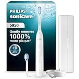 Philips Sonicare 5950 Series Electric Toothbrush with Pressure Sensor, 6 Brushing Settings, SmarTimer, BrushPacer, 21-Day Runtime, Travel Case, White, HX7130/03