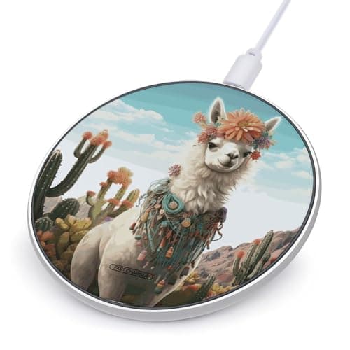 Mexican Llama Cactus Wireless Charger, 10W Qi-Certified Fast Wireless Charging Pad with USB Cable & LED Indicator Fashion Charger Mat Portable Charging Station for All Qi-Enabled Phones