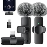 SUDEHO Dual Transmitter Mic Set, Twin Clip-On with Background Noise Reduction, USB-C Android Adapter (Pantherblack, Large)