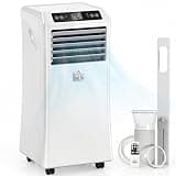HOMCOM 10000 BTU Portable Air Conditioner for Rooms Up to 441 Sq. Ft., 4-in-1 AC Unit with Cooling Fan, Dehumidifier, Sleep Mode, Remote Control, 24H Timer, Window Installation Kit, White