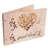 FUOYLOO Guest Decor Khaki Wedding 20, Wooden Book with Pages Rustic Color, Beautifully Crafted Memory Table for Wedding Reception and Special Events