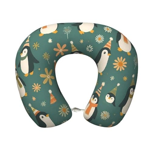 Happy Party Penguin and Flower Memory Foam Travel Pillow U Shape Soft Breathable Neck Pillow