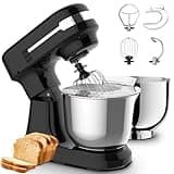 Plum chef 5.5QT Electric Stand Mixer, 12-Speed Tilt-Head Food Mixer, Dough Mixer with Dishwasher Safe Stainless Steel Bowls, Dough Hook, Flat Beater, Whisk, Perfect for 4-6 Family,Black