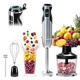 5-in-1 Immersion Blender, 400W Hand Blender with 24-Speed & Turbo Mode, Stainless Steel Stick Blender with Chopper, Beaker, Whisk & Milk Frother for Smoothies, Soups