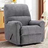 CANMOV Rocker Recliner Chair for Adults,Manual Recliner Chair with Overstuffed Backrest and Armrests, Soft Fabric Manual Rocking Reclining Sofa for Living Room,Grey