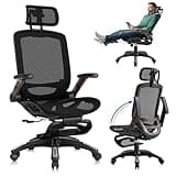 GABRYLLY Ergonomic Office Chair with Footrest, High Back Mesh Computer Chair with Flip-Up Arm, 3D Headrest, 135° Reclining, Rolling Gaming Task Chair with Wide Seat Lumbar Support,300LBS