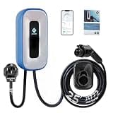 EVCUBNB EV Charger Level 2,50 Amp/240V Charge Station, Indoor/Outdoor EVSE, 25Ft Cable Level 2 ev Charger, WiFi/APP/RFID/Bluetooth (NEMA14-50 Plug or Hardwired)