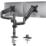 HUANUO Dual Monitor Mount up to 32 inches Screens, Taller Monitor Stand Hold 19.8lbs, Dual Monitor Arm Desk Mount Easy Adjustable with Tilt, Swivel, Rotation, VESA 75/100mm