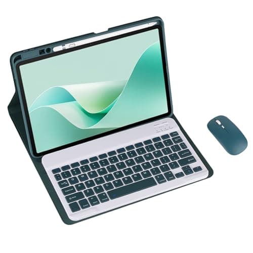 Magnetic Detachable Wireless Keyboard & Mouse Combo with Built in Pen Holder Leather Cover for Huawei MatePad 11.5-inch (2024) Tablet Keyboard Case (Green,Normal and Mouse)