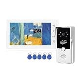 ZXFNVXC White Video Door Phone Intercom System RFID Unlock 7 Inch Indoor Screen With Outdoor Doorbell Camera Waterproof Home Easy Installation (Size : Set 1-White) (Set 1White)