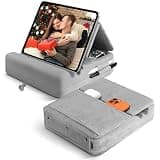 TpeeTeek Tablet Pillow Stand with Storage, Foldable iPad Holder for Lep, Bed, Sofa, and Desk - Soft Pad Dock with Pocket and Stylus Mount Compatible with 4-13" iPad Pro/Air/Mini, Galaxy Tab, Kindle
