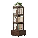 Book Shelf 360° Rotating Bookshelf 4/5/6 Tiers Standing Bookcase with Casters Movable Bookshelf Organizer Study Book Rack Use for Many Years