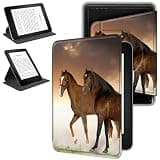 RWUTYTIUL Magnetic Detachable Case for 7" Kindle Paperwhite 12th Generation 2024 & Kindle Colorsoft 2024/2025, 360 Degree Rotating Protective Stand Cover with Removable Shell, Draft Horses