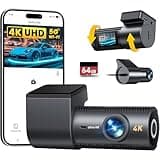 4K Dash Cam Front and Rear, 64GB SD Card, 1.5” IPS Display Car Camera, 5Ghz WiFi+App Control, Night Vision, 24H Parking Mode, G-Sensor, WDR, 170° Wide Angle, 4K+1080P Dual Dash Camera for Cars