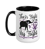 Alzheimer's Dementia Awareness Support Elephant Their Fight Ceramic Mug, Black/White, 15oz