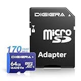 DIGIERA 64GB LT100 microSDXC UHS-I Memory Card with Adapter - up to 170MB/s, C10, U3, V30, 4K UHD, A2, Micro SD Card for Smartphones, Tablets, Cameras, Gaming Consoles, and Drones (1 Pack)
