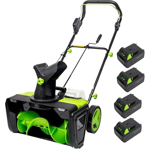 Cordless Electric Snow Blower 20" - 3500W Powerful Motor, Dual LED Lights, 25ft Throwing Distance, 850lbs/min Clearing Capacity, Adjustable Chute, Includes Gloves & Goggles, 4 Batteries