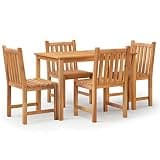 GHVBNMF 5 Piece Patio Dining Set, Solid Teak Wood Outdoor Furniture Set with Rectangular Dining Table and 4 Chairs with Backrests for Garden, Backyard, and Indoor Use