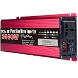 Power Inverter, Inverter 12V 220V 1000W 1600W 2200W 3000W DC 12V 24V 48V 60V to AC Pure Sine Wave Voltage Converter Power Car Micro Inverter DIY for Home, RV(3000W,24V-220-240V 50HZ)