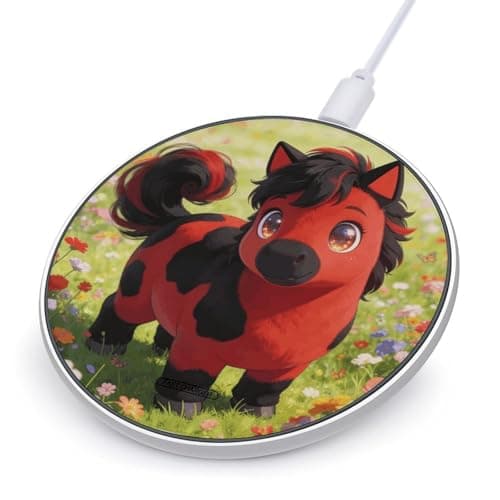 Red Black Horse Wireless Charger 10W Fast Charging Pad Anti-Slip Qi Certified Wireless Charging Pad Charging Station Portable Phone Charger for All Wireless Charging Smartphone